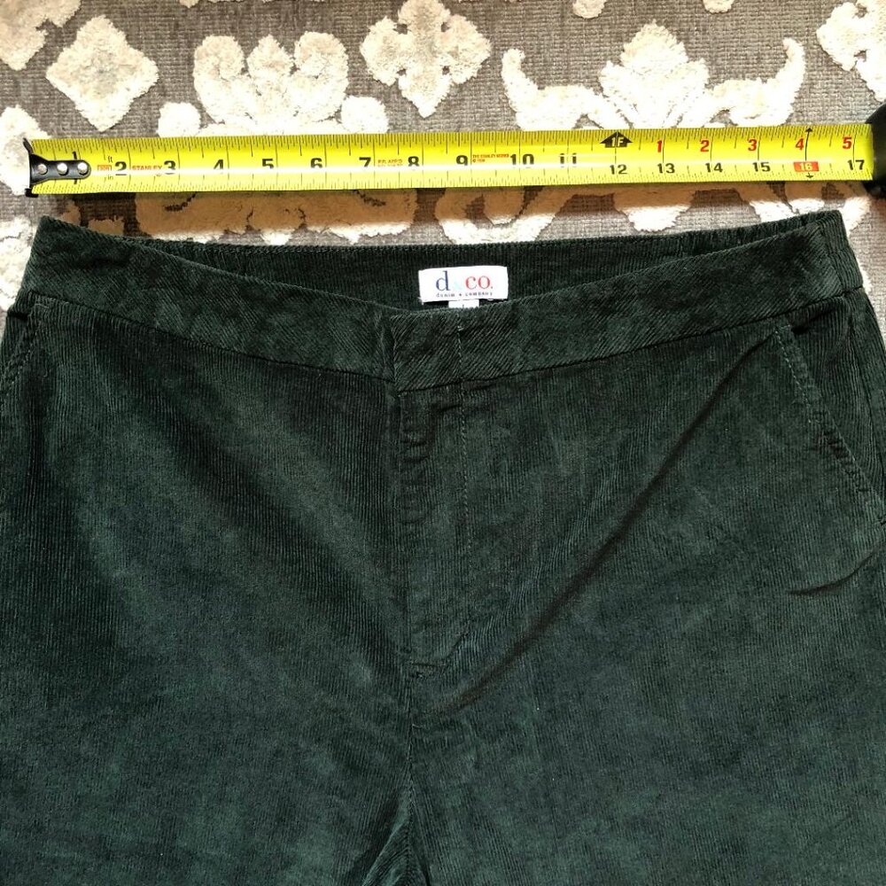 Denim & Co., Dark Green, straight-leg, hi-rise, corduroy pants, Sz Lg - Picture 7 of 9